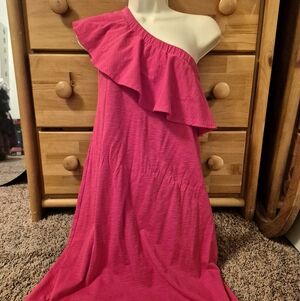 Summer & Sage Red One-Shoulder Ruffle Dress Size Medium